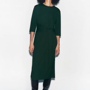 Zara Pareo MIDI Dress Hunter Green Medium